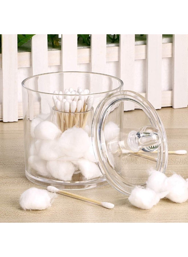 Cotton Ball and Swab Organizer with Lid Apothecary Acrylic Jar Makeup Cotton Organizer Bathroom Storage Canister Jar for Cotton Rounds Pads Q-Tips Holder - Image 2